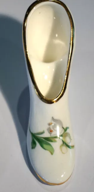 Vintage Kenall Staffordshire White And Gold  Miniature shoe 2