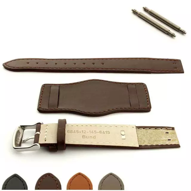 Men's Military Genuine Leather Watch Strap Band Pad 18 20 22 24 Bund MM