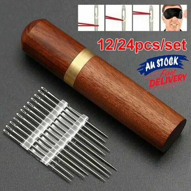 12 PCS STAINLESS Steel Self-threading Needles Opening Sewing Darning  Needles AUS $6.99 - PicClick AU
