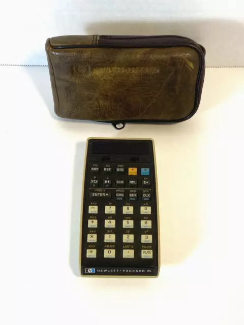 HP-25 Calculator Working Tested Vintage w/instructions Manual + OEM leather case