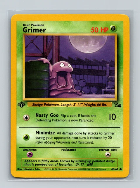 1st Edition Grimer 48/62 Fossil WOTC Pokemon Card NM