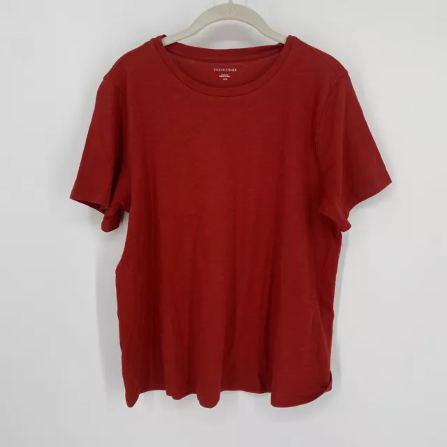 Eileen Fisher Shirt Women’s medium M red organic cotton classic valentines eco