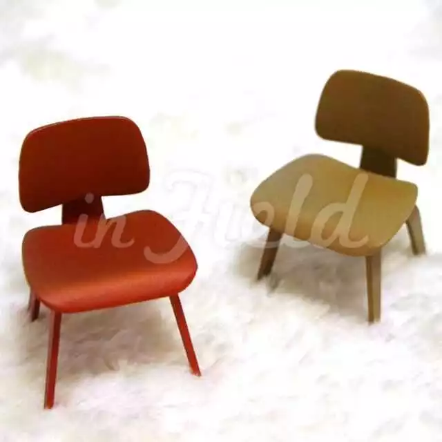 REAC Japan Interior Collection 1/12 Scale Miniature 2 Piece Set Chair Red Brown