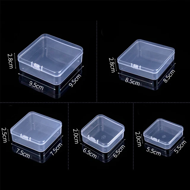 New Mini Square Clear Plastic Small Box Jewelry Storage Container Beads Case Box