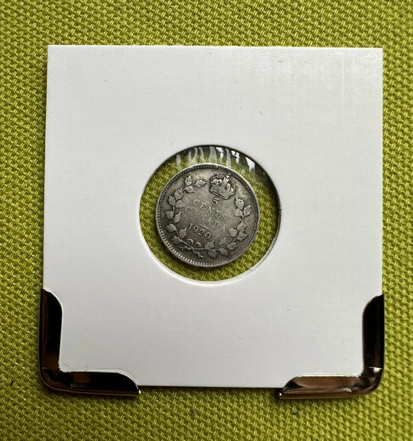 Canada 1920 Silver nickel, Wreath, Crown, King George V Portrait