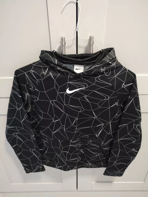 Nike Boys Hoodie Track Top Black and White Size XL 158-170cm