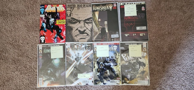 The Punisher Comic lot of 8 with Variant Clayton Crain Cover War Machine Marvel
