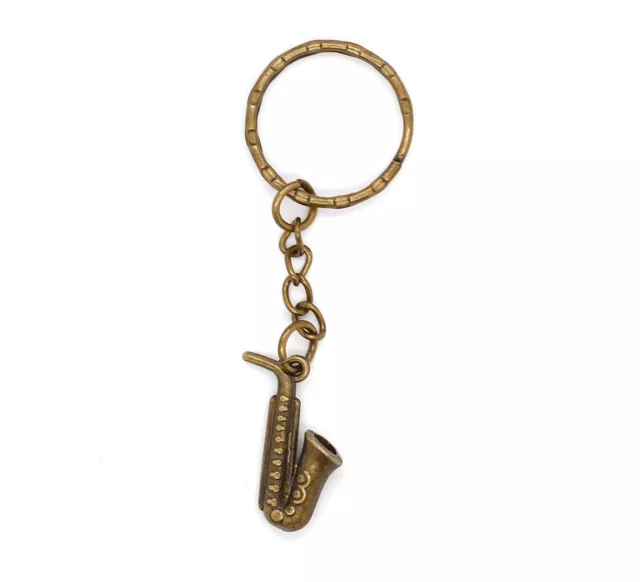 Bronze Saxophone Keyring Gift Idea For Him Her Musician Jazz Sax 25mm