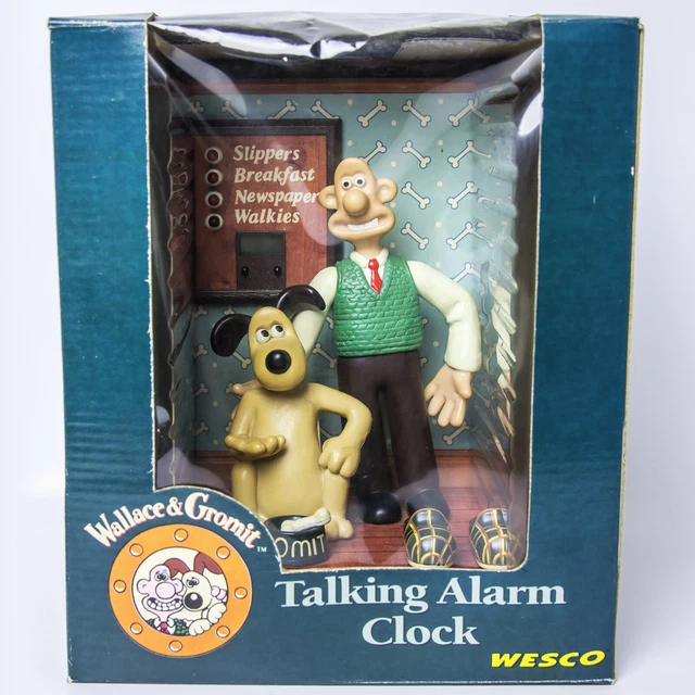 VINTAGE WESCO WALLACE and Gromit talking alarm clock in original box