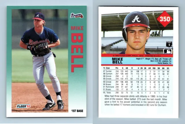 Mike Bell - Braves #350 Fleer 1992 Baseball Trading Card