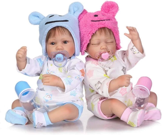 Scnbom 22 pollici gemelli rinati realistici ragazzi + ragazze che dormono silicone neonato