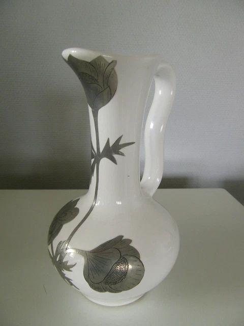 Pichet Ceramique Decor Floral Etain Signe Josette