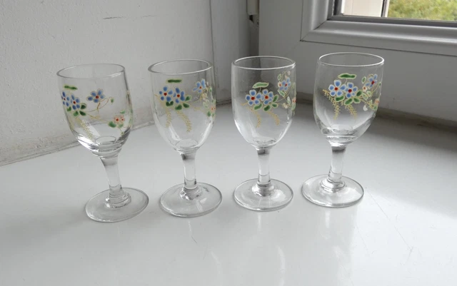 Ensemble de 3 verres à liqueur en verre et étain