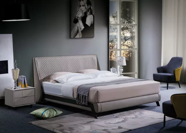Complet Chambre à Coucher Set Lit 2x Table de Chevet 3 Parties Sets Design Luxe