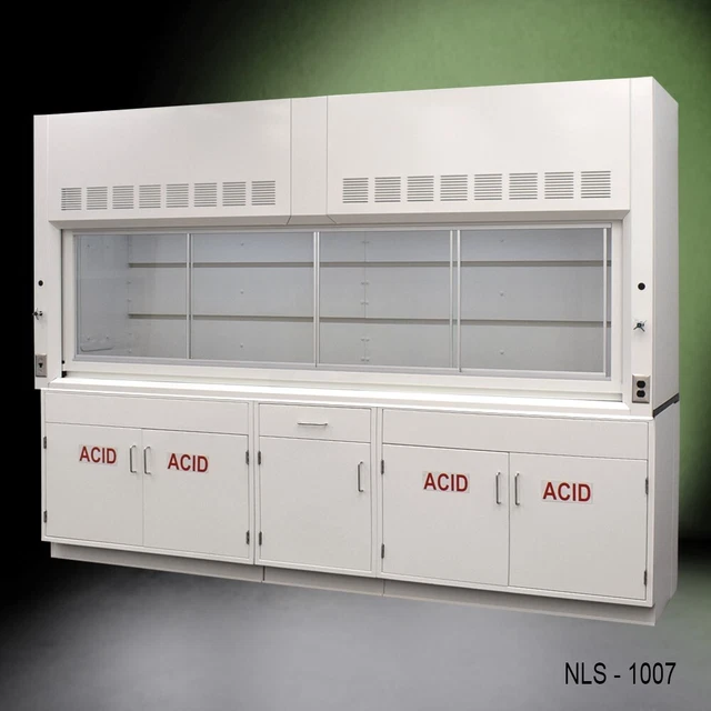 10' Laboratory Fume Hood w/ 2 x ACID Storage / Sash &  Valves /  E2-778