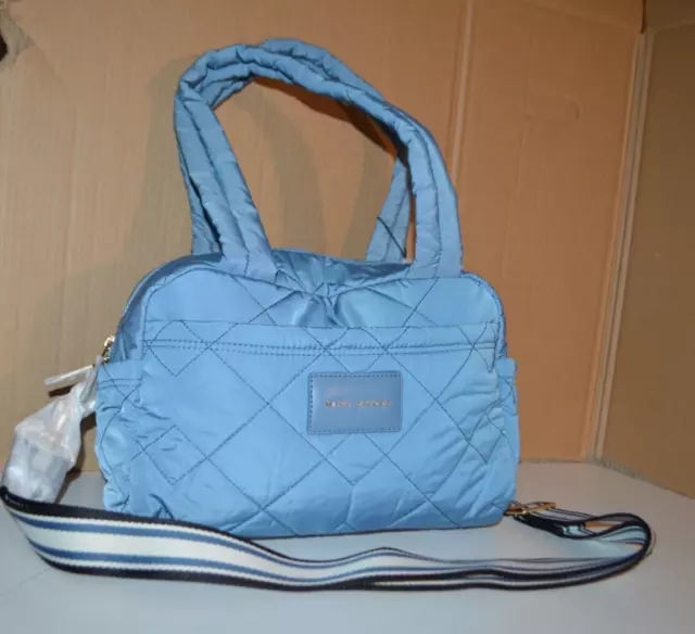 Marc Jacobs Blue Heaven Nylon gepolsterte gesteppte Handtasche Seesack Umhängetasche Neu