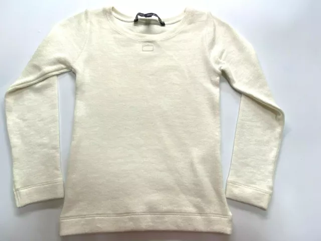 LILI GAUFRETTE Girls Cream ribbed angora long sleeved top 10 years