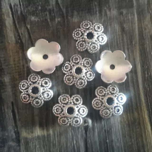 Tibetan Antique Silver Bead Cap,6 Petal Flower, 10x3mm 50pcs Free post Oz Seller