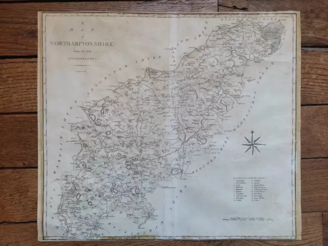 1789,Rare Carte ," Northamptonshire ", J.cary,Angleterre,England,Map,Cartographe