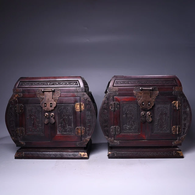 Rare Handmade Relief Redwood Box Collection