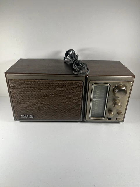 VINTAGE SONY AM/FM Tabletop Radio 2 Bands Wood Grain ICF-9580W Working ...