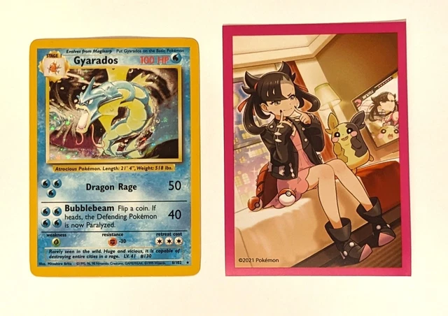 Pokémon TCG Gyarados Base Set 6/102 Holo Rare LP & Marnie Sleeve x 1