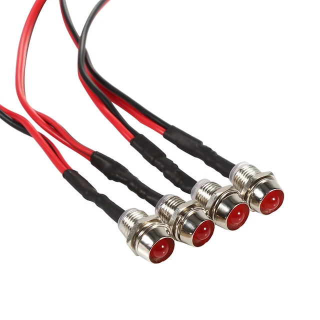 4 Pcs 12v 8mm LED Panel Pilot Dash Warning Light