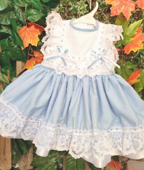 DREAM 0-8 years BABY GIRLS  blue hearts lined frilly puffball  dress