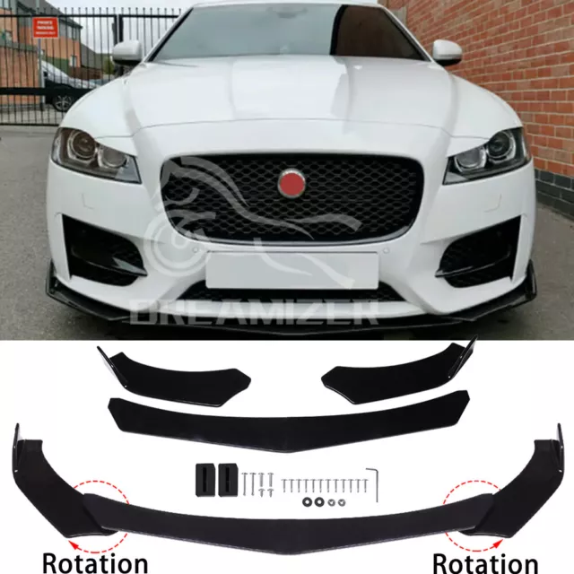 For Jaguar XF XE XJ R SPORT Black Front Bumper Lip Spoiler Splitter Glossy Body