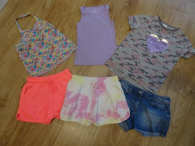 NEXT ragazze 6 pezzi vestiti pacchetto pantaloncini t camicia top età 9 anni eccellenti