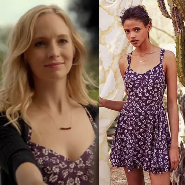 Kimchi Blue Purple Fit + Flare Floral ‘Scarlet’ Dress ASO Caroline Forbes TVD