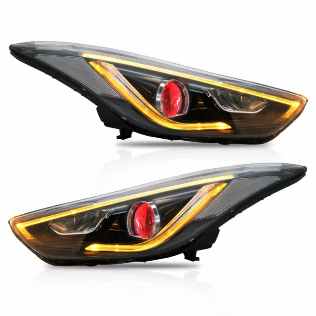 Customized LED Headlights with DEMON EYES for Elantra 2011-2016 Sedan