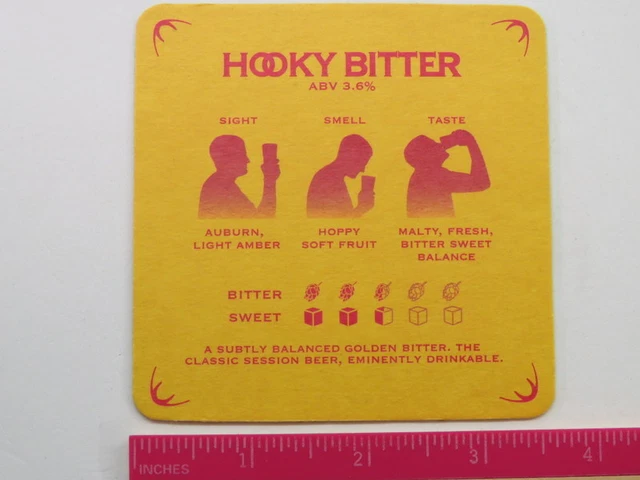 Beer Coaster ~ HOOK NORTON Brewery Hooky Bitter Ale ~ Oxfordshire, ENGLAND