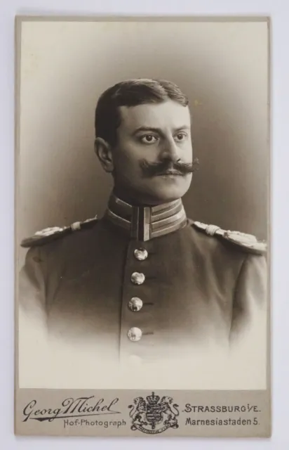CDV Foto Offizier mit Epauletten Strassburg Elsass 1903