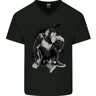 Chilled Out Chimp Chimpanzee Monkey Mens V-Neck Cotton T-Shirt