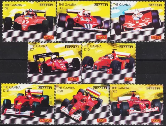 Gambia 2003 Ferrari Racing Cars Sports Motoring Transport 8v set MNH