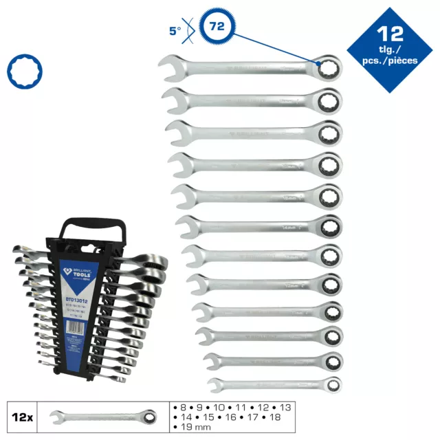Brilliant by KS TOOLS Ratschenringschlüssel 12tlg. 8mm-19mm Ratschenfunktion Brilliant by KS TOOLS Ratschenringschlüssel 12tlg. 8mm-19mm Ratschenfunktion