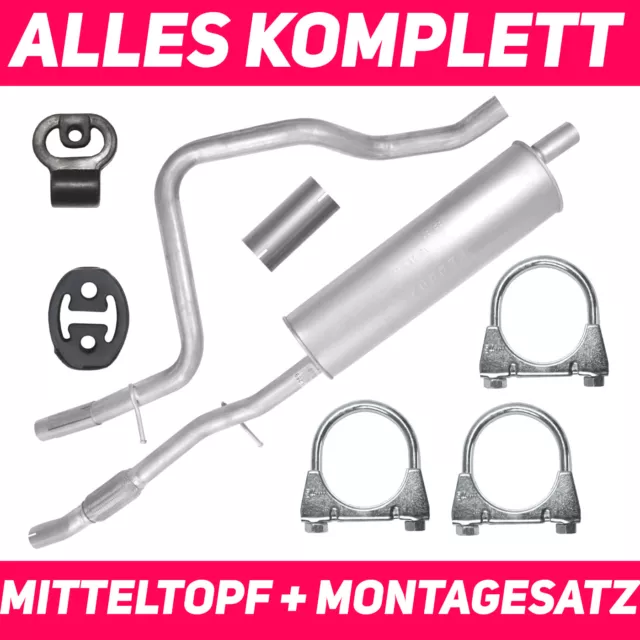 Mitelltopf Auspuff Mittelschalldämpfer Montagesatz für Fiat Qubo 1.3 MJTD