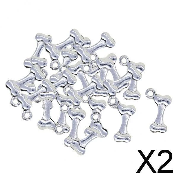 2X 50 Stück Hund Schädel Skelett Knochen Punk Steampunk Charm Anhänger