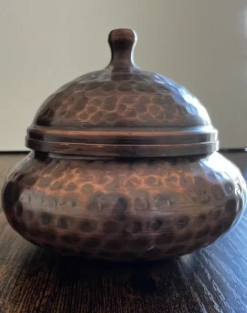 Handgefertigte Kupfer-Zuckerschüssel, traditionelle türkisch gehämmerte Kupferschüssel mit Deckel