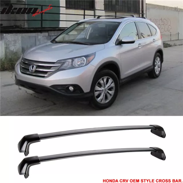 Fits 12-16 Honda CRV OE Style Cross Bar Roof Rack Rail Aluminum Black Pair