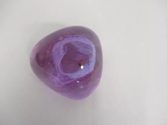 Signed Caithness Scotland "Pebble" Lavender Triangular Paperweight