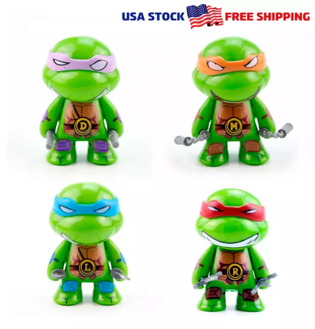 4Pcs Teenage Mutant Ninja Turtles Mini Action Figures Toy Gifts Tmnt Collection