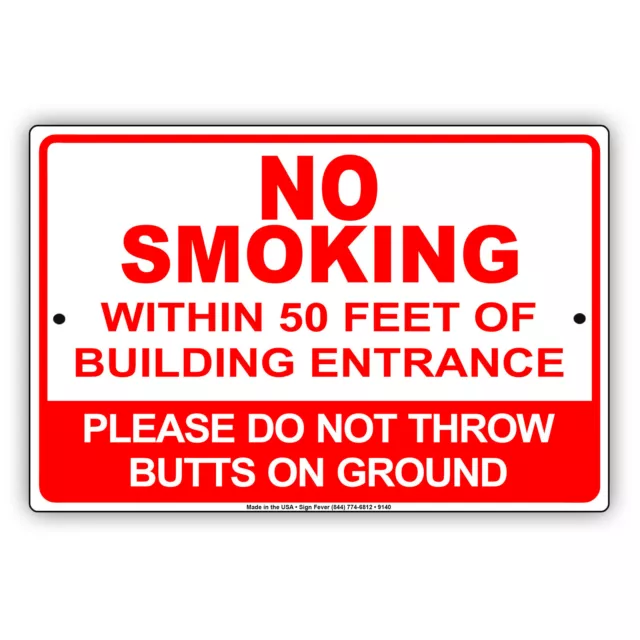 No Smoking Within 50 Feet of Building Entrance Decor Novelty Aluminum Metal Sign