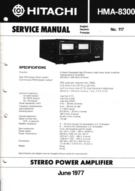 Service Manual-Anleitung für Hitachi HMA-8300