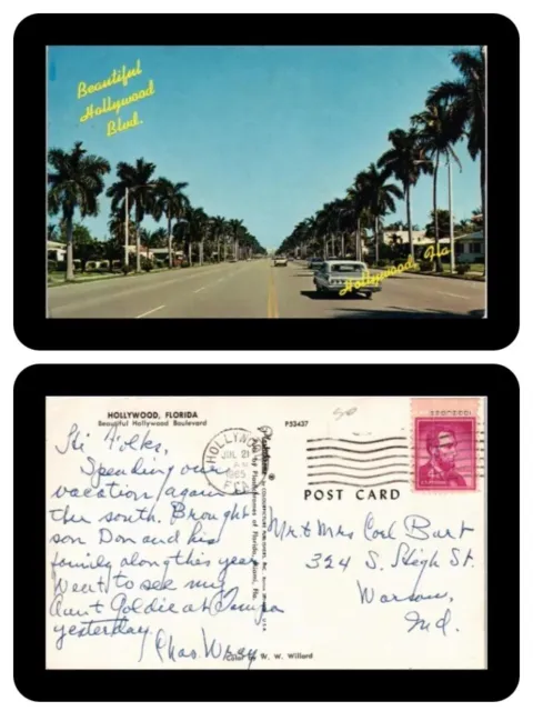 USA 🇺🇸 AK PPC Postcard Hollywood California to USA Top 1965 Boulevard
