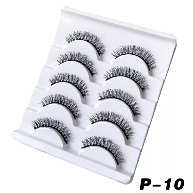 5Pair 3D Mink False Eyelashes Wispy Cross Long Thick Soft Fake Eye Lashes New