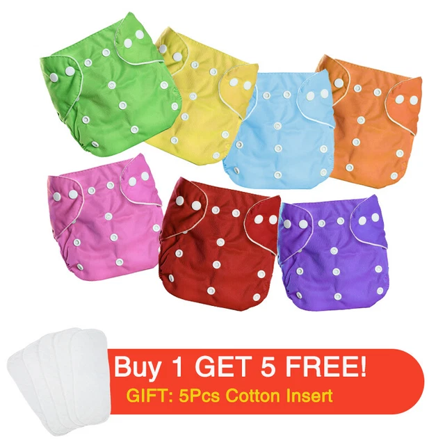 Baby Cloth Diaper Reusable Washable Adjustable Pocket Waterproof Nappy Suit 6PCS