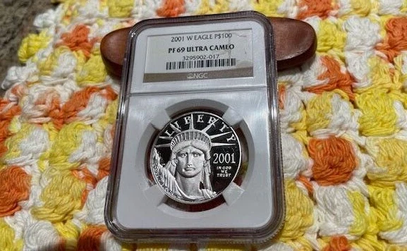 2001-W Proof 1 Oz $100 Platinum Eagle NGC PF 69 DCAM Deep Cameo Statue Liberty