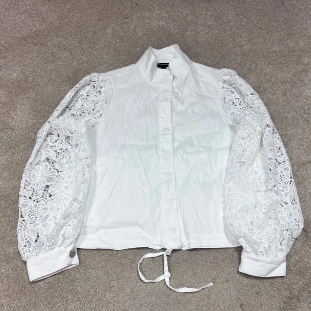 I.N.C Jacket Women’s White Long Sleeve Size Large Linen Blend Snap Button
